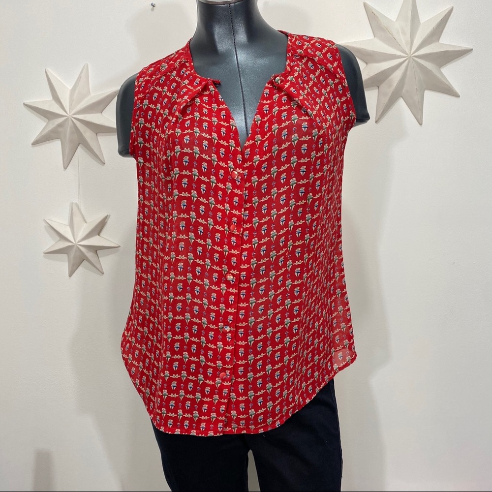 Saint tropez west sail boat nautical sheer blouse